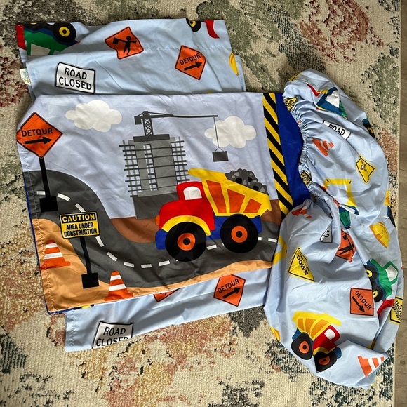 Construction Vehicle Baby Toddler Fitted Sheet, top sheet, Pillow Case Set - Picture 6 of 12